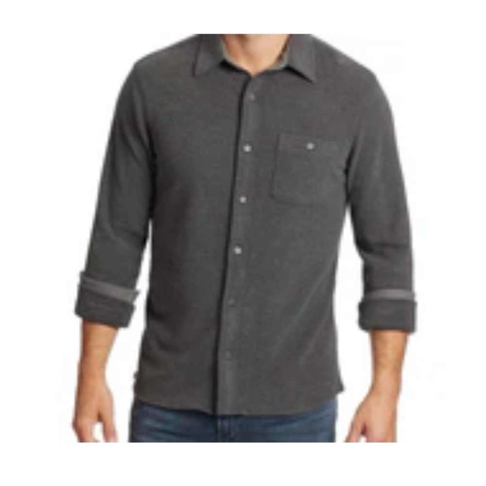 Men's Casual Button Down Shirt - Dark Gray